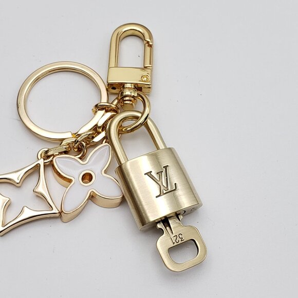 Authentic Louis Vuitton Lock & Key with Unbranded Flower Charm, Keychain